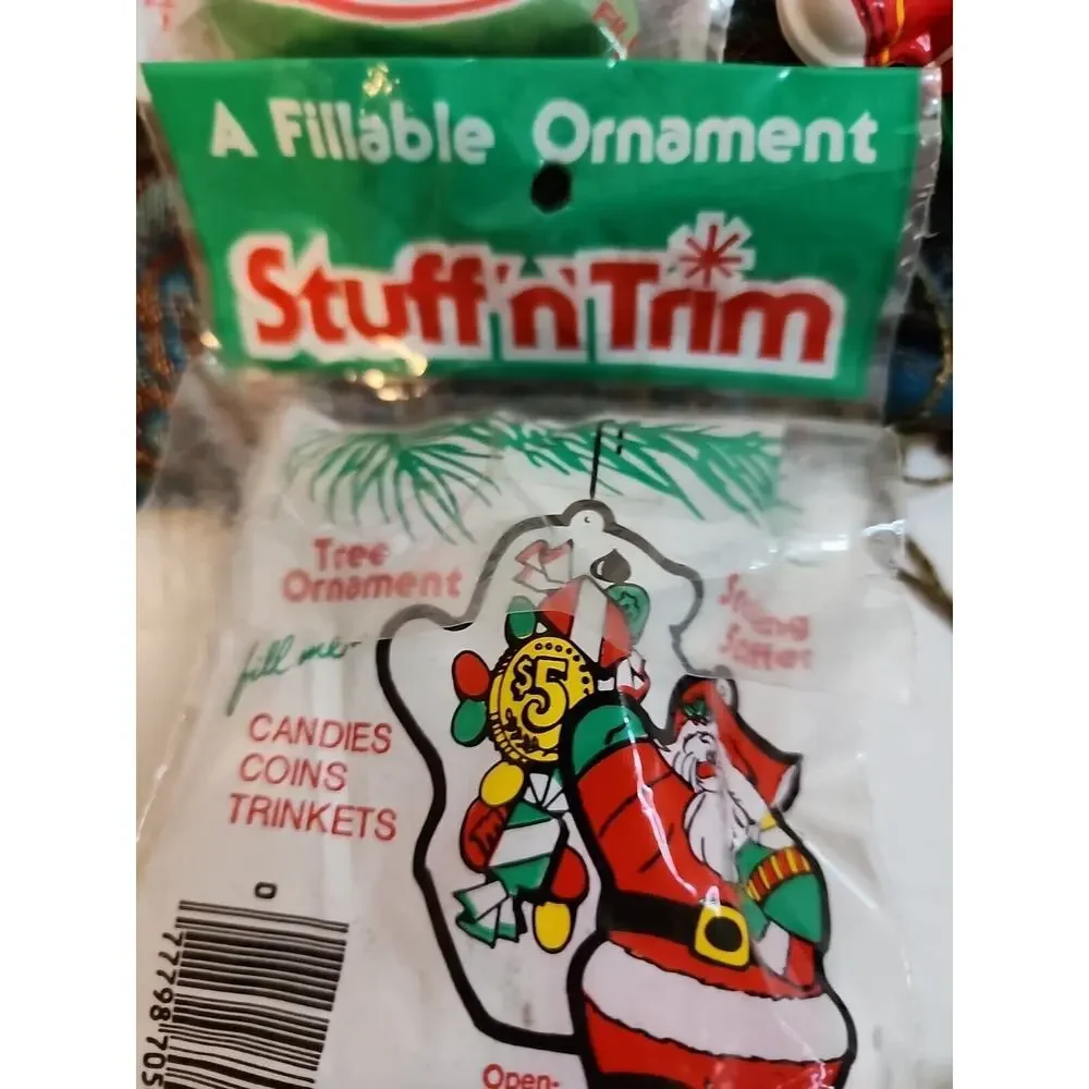 VTG Stuff N Trim Fillable Christmas Ornaments Made In USA Hard Plastic Lot Of 3